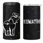 Eswatini Elephant 4 in 1 Can Cooler Tumbler Swazi Flag Colors and Cosmic Background