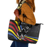 Eswatini Elephant Leather Tote Bag Swazi Flag Colors and Cosmic Background