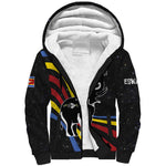 Eswatini Elephant Sherpa Hoodie Swazi Flag Colors and Cosmic Background
