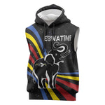 Eswatini Elephant Sleeveless Hoodie Swazi Flag Colors and Cosmic Background - African Pride