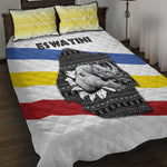 Eswatini Rhino Quilt Bed Set Swazi Map Flag and African Traditional Patterns