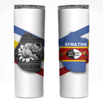 Eswatini Rhino Skinny Tumbler Swazi Map Flag and African Traditional Patterns
