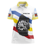 Eswatini Rhino Women Polo Shirt Swazi Map Flag and African Traditional Patterns