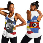 Eswatini Rhino Women Racerback Tank Swazi Map Flag and African Traditional Patterns