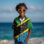 Tanzania Spice Island Kid Hawaiian Shirt with Clove Leaf Pattern and National Flag Colors