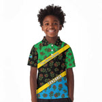 Tanzania Spice Island Kid Polo Shirt with Clove Leaf Pattern and National Flag Colors