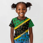 Tanzania Spice Island Kid T shirt with Clove Leaf Pattern and National Flag Colors