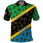 Tanzania Spice Island Polo Shirt with Clove Leaf Pattern and National Flag Colors