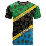 Tanzania Spice Island T shirt with Clove Leaf Pattern and National Flag Colors