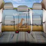 Tanzania Safari Giraffe Back Car Seat Cover - Tribal Patterns and Mount Kilimanjaro Scene