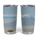 Tanzania Safari Giraffe Tumbler Cup - Tribal Patterns and Mount Kilimanjaro Scene