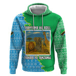 Tanzania Wildlife Hoodie - Tribal Print and Mount Kilimanjaro Safari Scene