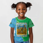 Tanzania Wildlife Kid T shirt - Tribal Print and Mount Kilimanjaro Safari Scene