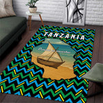 Tanzania Coastal Life Area Rug - Swahili Dhow Boat and Tribal Pattern