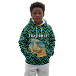 Tanzania Coastal Life Kid Hoodie - Swahili Dhow Boat and Tribal Pattern