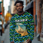 Tanzania Coastal Life Long Sleeve Shirt - Swahili Dhow Boat and Tribal Pattern