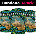 Tanzania Coastal Life Neck Gaiter - Swahili Dhow Boat and Tribal Pattern TS04