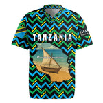Tanzania Coastal Life Rugby Jersey - Swahili Dhow Boat and Tribal Pattern