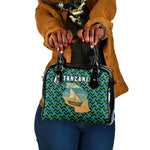 Tanzania Coastal Life Shoulder Handbag - Swahili Dhow Boat and Tribal Pattern