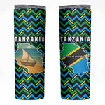 Tanzania Coastal Life Skinny Tumbler - Swahili Dhow Boat and Tribal Pattern