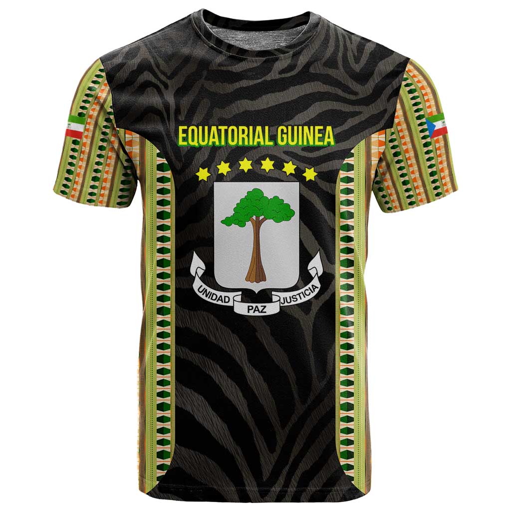 Equatorial Guinea Heritage T shirt - National Emblem and Tribal Zebra Print