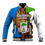 Equatorial Guinea Kente Baseball Jacket - Tribal Mask and National Coat of Arms