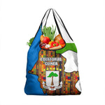 Equatorial Guinea Kente Grocery Bag - Tribal Mask and National Coat of Arms