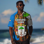 Equatorial Guinea Kente Hawaiian Shirt - Tribal Mask and National Coat of Arms