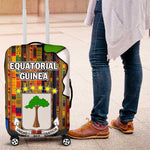 Equatorial Guinea Kente Luggage Cover - Tribal Mask and National Coat of Arms