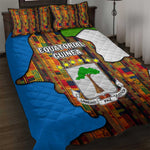 Equatorial Guinea Kente Quilt Bed Set - Tribal Mask and National Coat of Arms