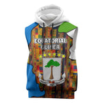 Equatorial Guinea Kente Sleeveless Hoodie - Tribal Mask and National Coat of Arms - African Pride