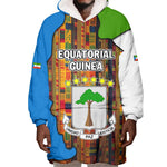 Equatorial Guinea Kente Wearable Blanket Hoodie - Tribal Mask and National Coat of Arms