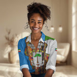 Equatorial Guinea Kente Women Casual Shirt - Tribal Mask and National Coat of Arms