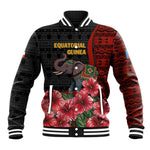 Equatorial Guinea Elephant Baseball Jacket - Hibiscus Flowers and Tribal Patterns