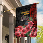 Equatorial Guinea Elephant Garden Flag - Hibiscus Flowers and Tribal Patterns