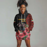 Equatorial Guinea Elephant Hoodie Dress - Hibiscus Flowers and Tribal Patterns