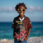 Equatorial Guinea Elephant Kid Hawaiian Shirt - Hibiscus Flowers and Tribal Patterns