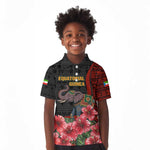 Equatorial Guinea Elephant Kid Polo Shirt - Hibiscus Flowers and Tribal Patterns