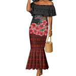 Equatorial Guinea Elephant Mermaid Dress - Hibiscus Flowers and Tribal Patterns