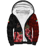 Equatorial Guinea Elephant Sherpa Hoodie - Hibiscus Flowers and Tribal Patterns