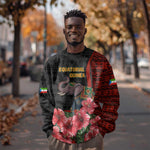 Equatorial Guinea Elephant Sweatshirt - Hibiscus Flowers and Tribal Patterns