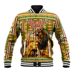 Equatorial Guinea Baseball Jacket - Lion Print and Traditional African Kente Patterns