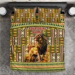 Equatorial Guinea Bedding Set - Lion Print and Traditional African Kente Patterns