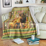 Equatorial Guinea Blanket - Lion Print and Traditional African Kente Patterns