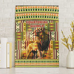 Equatorial Guinea Canvas Wall Art - Lion Print and Traditional African Kente Patterns