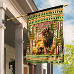Equatorial Guinea Garden Flag - Lion Print and Traditional African Kente Patterns