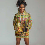 Equatorial Guinea Hoodie Dress - Lion Print and Traditional African Kente Patterns