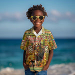 Equatorial Guinea Kid Hawaiian Shirt - Lion Print and Traditional African Kente Patterns