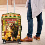Equatorial Guinea Luggage Cover - Lion Print and Traditional African Kente Patterns