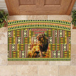 Equatorial Guinea Rubber Doormat - Lion Print and Traditional African Kente Patterns
